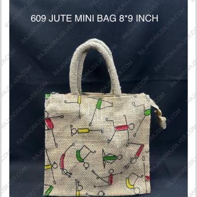Jute Mini Bag 8*9 Inch (Assorted colour) (609)