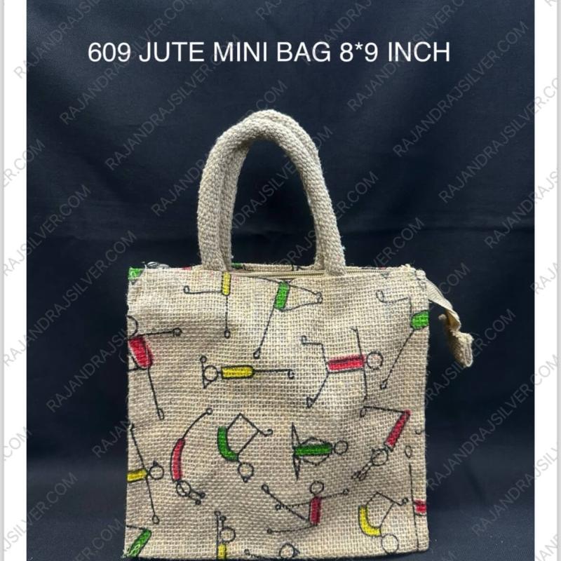Jute Mini Bag 8*9 Inch (Assorted colour) (609)