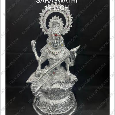 White Metal Saraswathi 18 Inch (659)