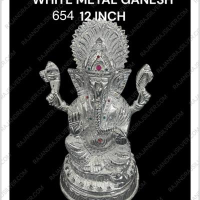 White Metal Ganesh 12 Inch (654)