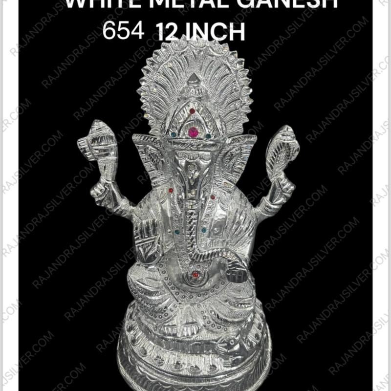 White Metal Ganesh 12 Inch (654)
