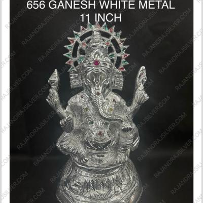 White Metal Ganesh 11 Inch (656)