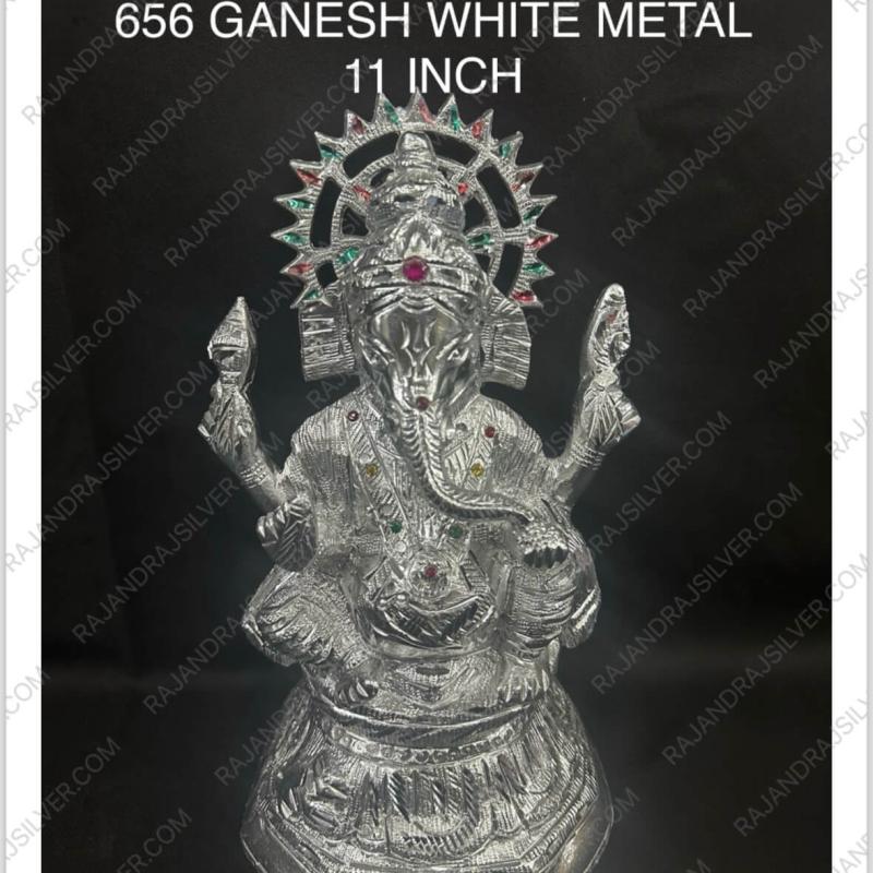 White Metal Ganesh 11 Inch (656)