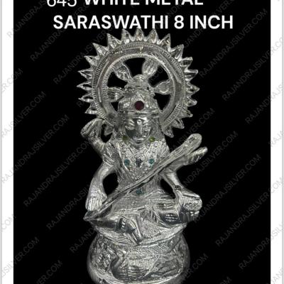 White Metal Saraswathi 8 Inch (645)