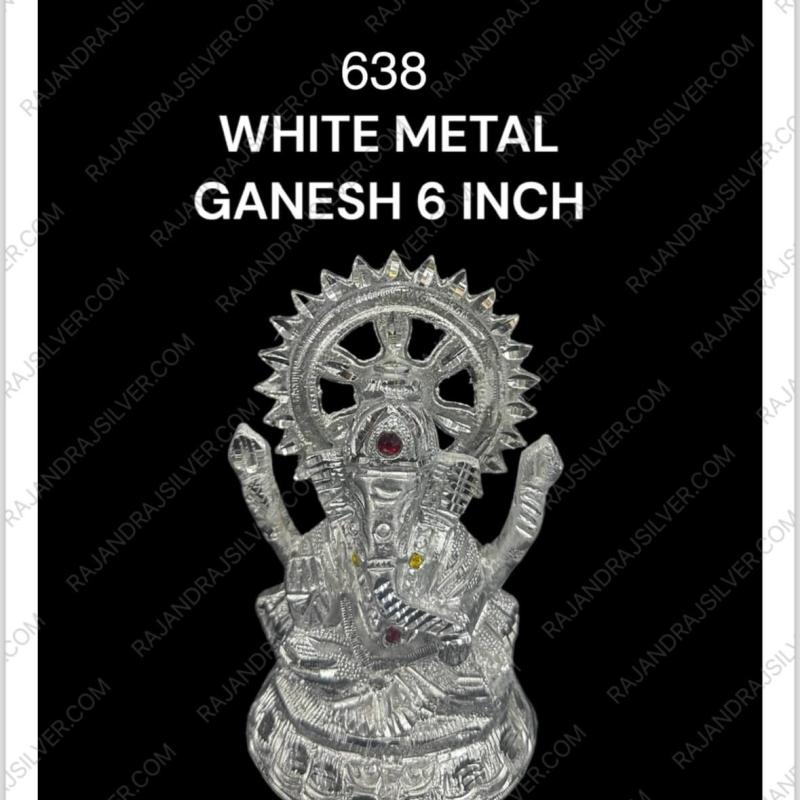 White Metal Ganesh 6 Inch (638)