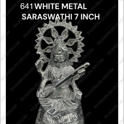 White Metal Saraswathi 7 Inch (641)