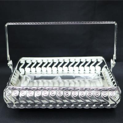German Silver Rectangle Handle Tray 6*5 Inch (Silver)