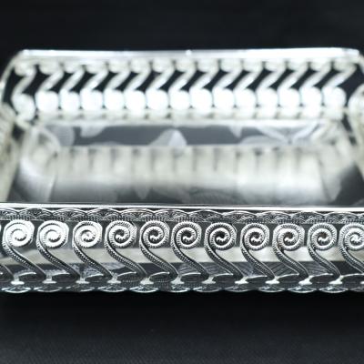 German Silver Rectangle Handle Tray 6*5 Inch (Silver)