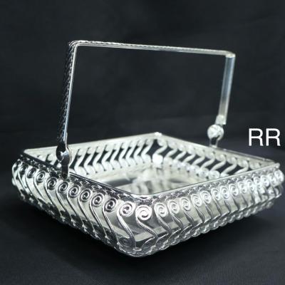 German Silver Rectangle Handle Tray 6*5 Inch (Silver)