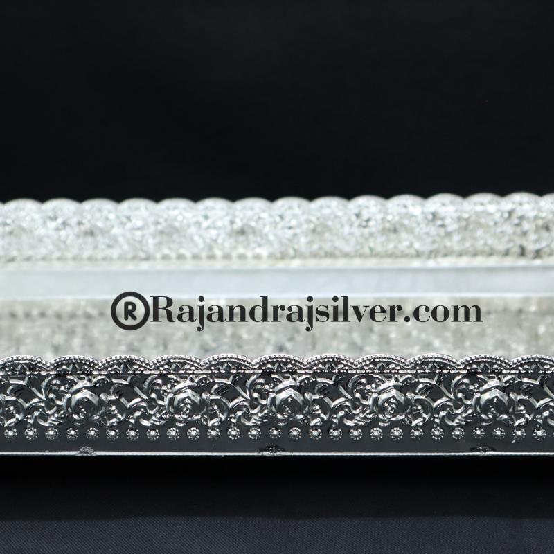 German Silver Rectangle Tray 11*7 Inch (Silver) 5036