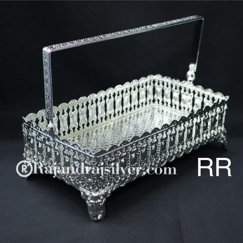 German Silver fruit Handle Basket 9*5 Inch (Silver)