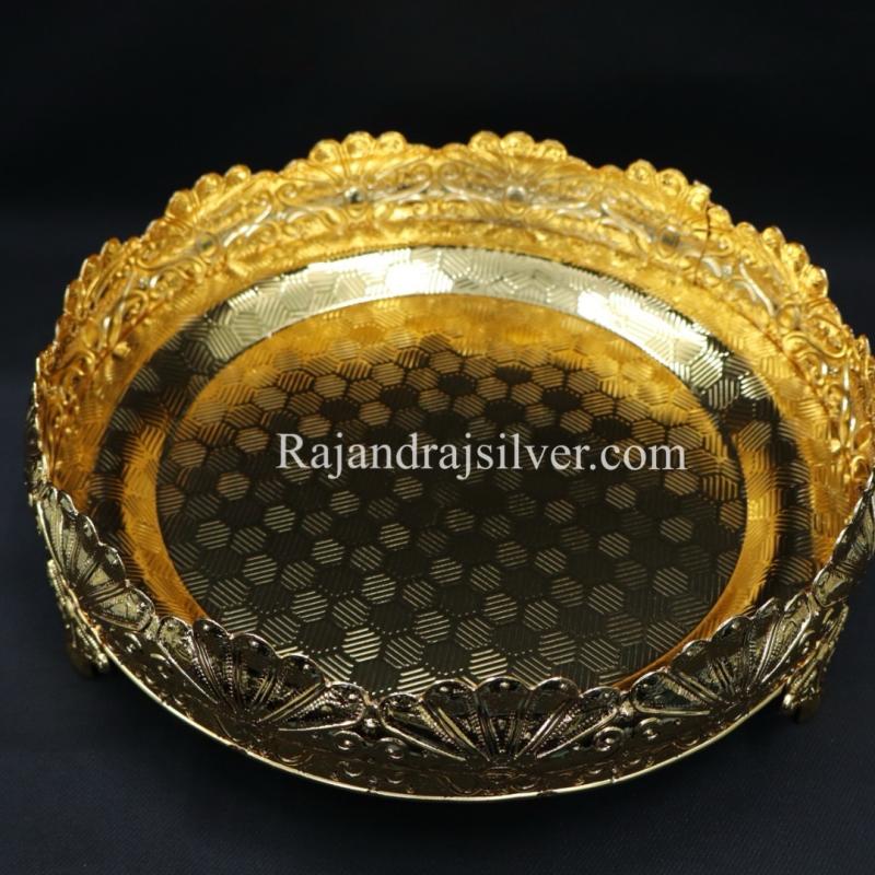 German Silver Round Tray 10 Inch (Gold) 5300