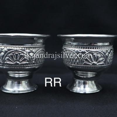 German Silver Nakshi Chandan Cup Bowl Medium 2.5 Inch 2 Pcs Set