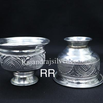 German Silver Nakshi Chandan Cup Bowl Big 3 Inch 2 Pcs Set
