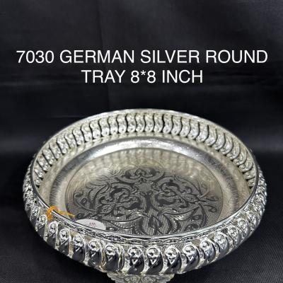 German Silver Round 8 Inch Tray With Stand (7030)