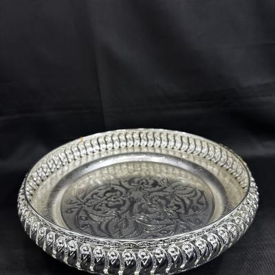 German Silver Round 8 Inch Tray With Stand (7030)