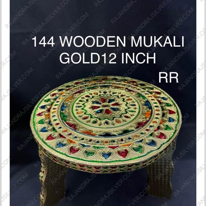 Wooden Based Enamel Gold Mukali 12 Inch (144)