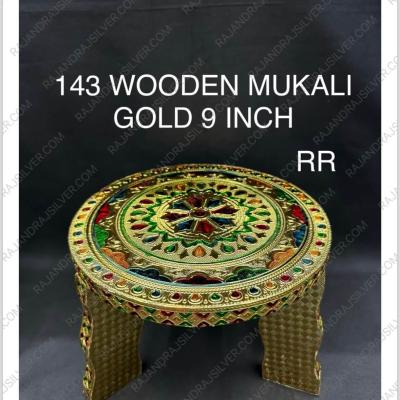 Wooden Based Enamel Gold Mukali 9 Inch (143)