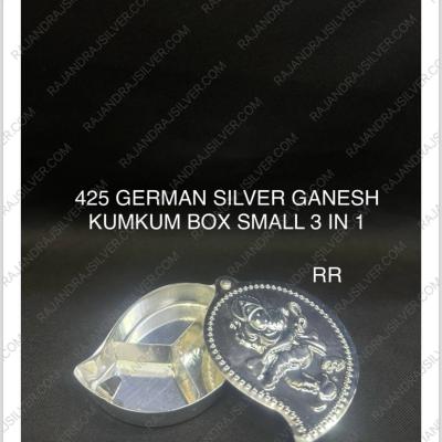 German Silver Ganesh Kumkum Holder Small ( 3 In 1 ) (425)