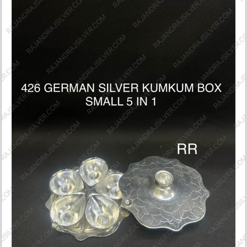 German Silver Kumkum Holder Small ( 5 In 1 ) (426)