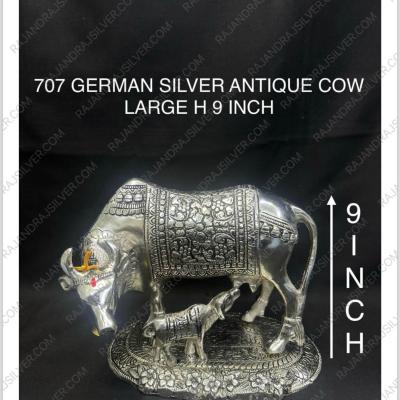 German Silver Antique Cow Large H 9 Inch (707)