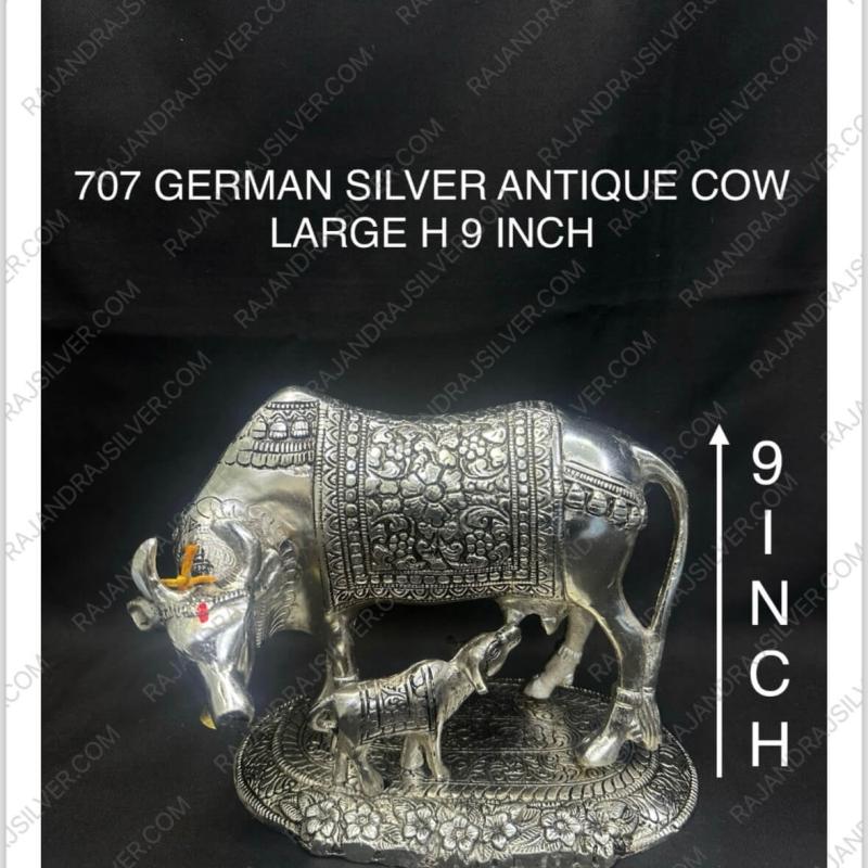 German Silver Antique Cow Large H 9 Inch (707)