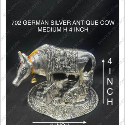 German Silver Antique Cow Medium H 4 Inch (702)