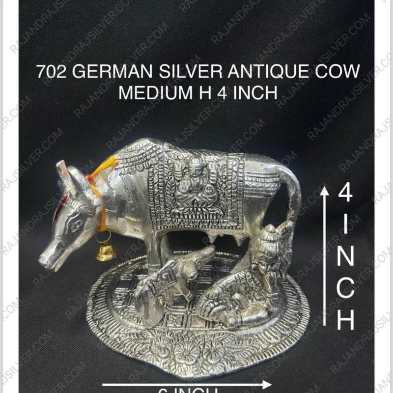 German Silver Antique Cow Medium H 4 Inch (702)