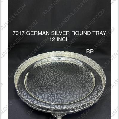 German Silver Unique Round Tray  (12 Inch) (7017)
