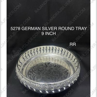 German Silver Unique Round Tray (9 Inch) (5278)