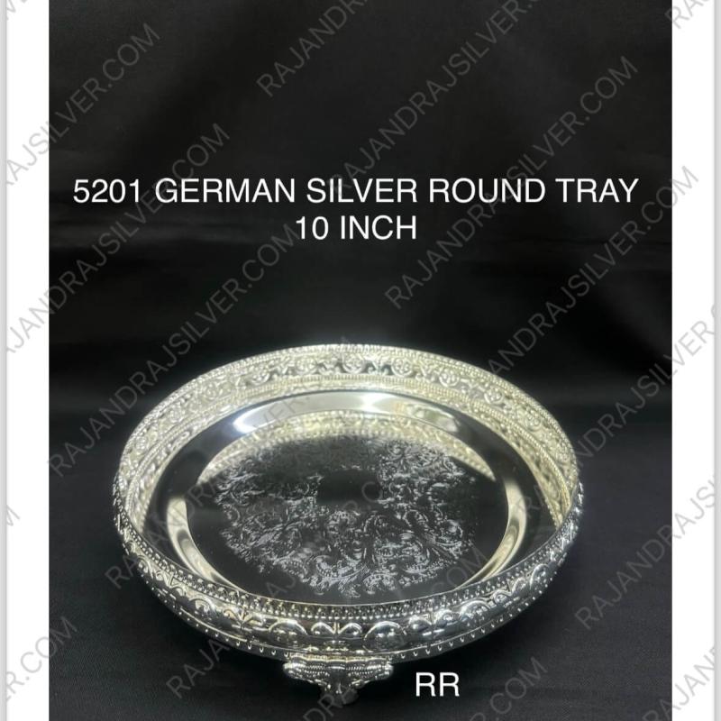 German Silver Unique Round Tray (10 Inch) (5201)
