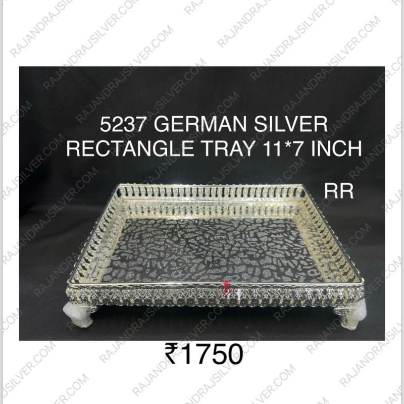 German Silver Rectangle Tray 11*7 Inch ( Silver ) (5237)