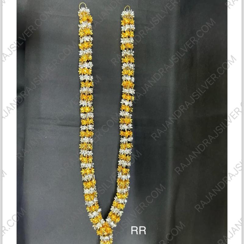 German Silver Flower Mala GoldSilver 22 Inch