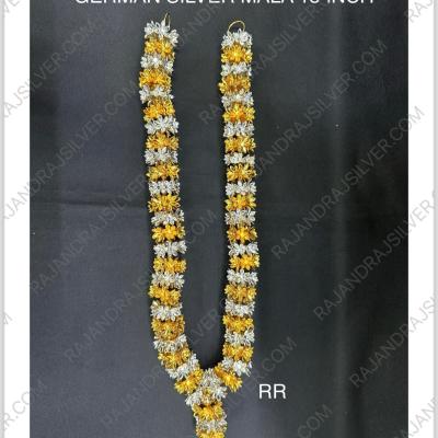 German Silver Flower Mala GoldSilver 15 Inch