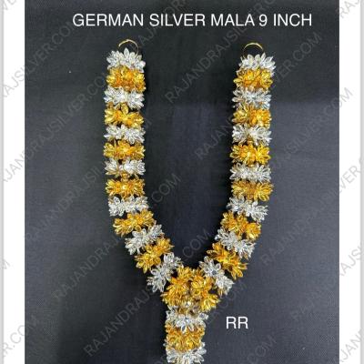 German Silver Flower Mala GoldSilver 9 Inch