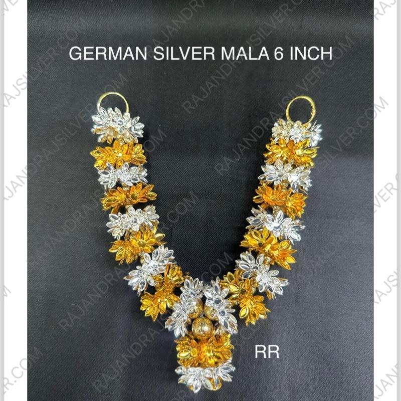 German Silver Flower Mala GoldSilver 6 Inch