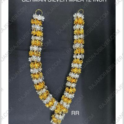 German Silver Flower Mala GoldSilver 12 Inch