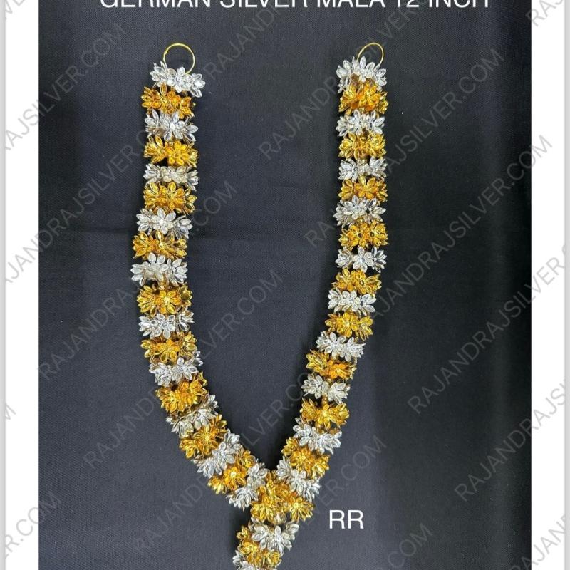 German Silver Flower Mala GoldSilver 12 Inch