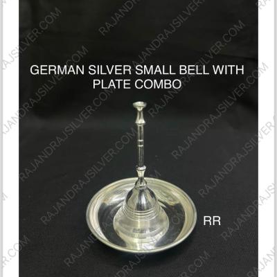 German Silver Small Bell With Plate Combo (Set)