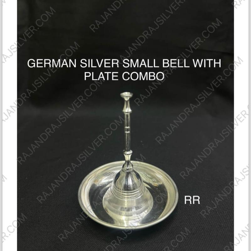 German Silver Small Bell With Plate Combo (Set)