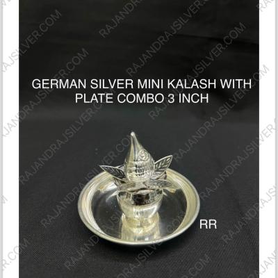 German Silver Mini Kalash With Plate Combo (Set)