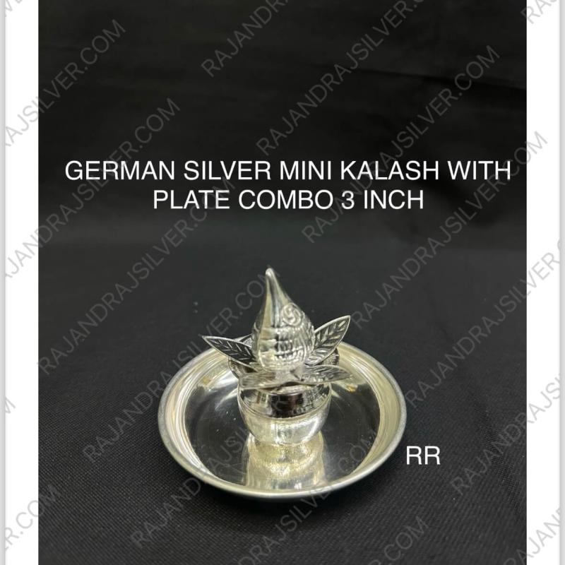 German Silver Mini Kalash With Plate Combo (Set)