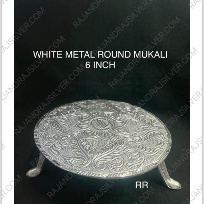 White Metal Round Mukali (6*6 Inch)