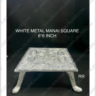 White Metal Rectangle Manai (6*6 Inch)