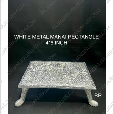 White Metal Rectangle Manai (4*6 Inch)