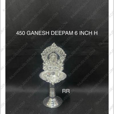 German Silver Ganesh Deepam 6 Inch (450)