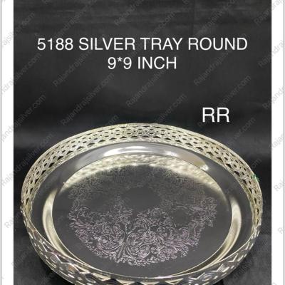 German Silver Unique Round Tray ( 9 Inch ) (5188)