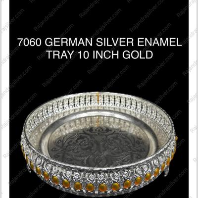 German Silver Unique Enamel Round Tray ( 10 Inch ) (7060)