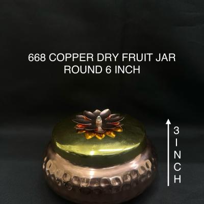 Elegant Dry Fruit Copper Jar Round 6 Inch(668)