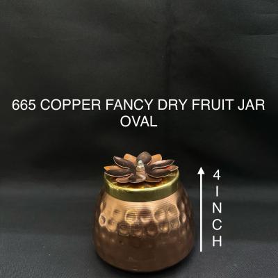 Elegant Dry Fruit Copper Jar Oval 4 Inch(665)
